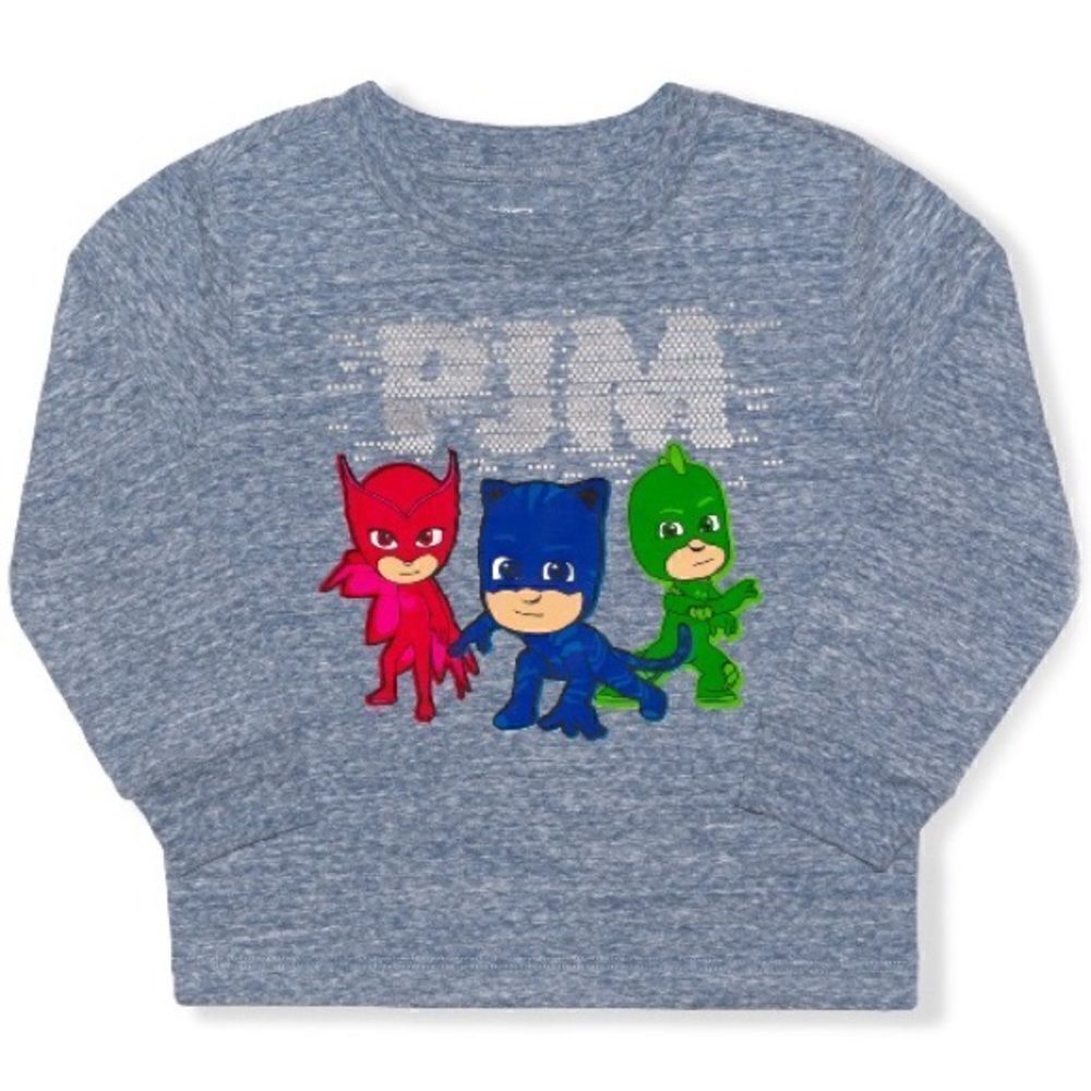 𝅺PJ Masks Infants Size 18 Months Long Sleeve T-Shirt Heather Blue NWT